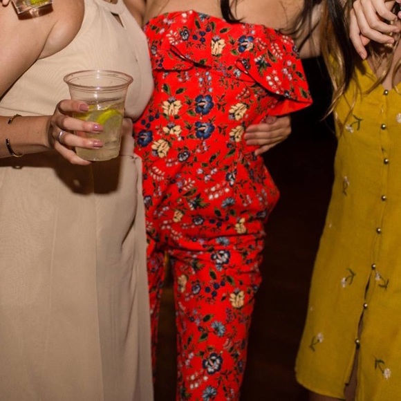 Gianni Bini Orange Floral Jumpsuit - Picture 2 of 3